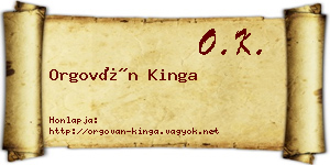 Orgován Kinga névjegykártya
