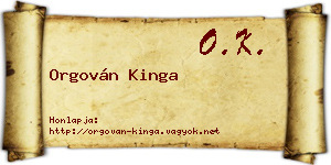 Orgován Kinga névjegykártya